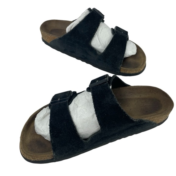 Birkenstock Arizona Suede Leather Sandals Black Size 38 Women’s 7-7.5 - Picture 2 of 15